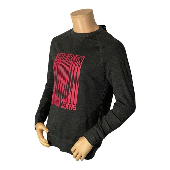True Religion Charcoal Sweatshirt with Vibrant Pink Graphic - Picture 1 of 6